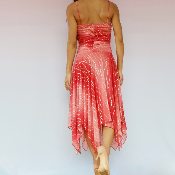 Vintage Orange Asymmetrical Midi Dress - Picture 5 of 5